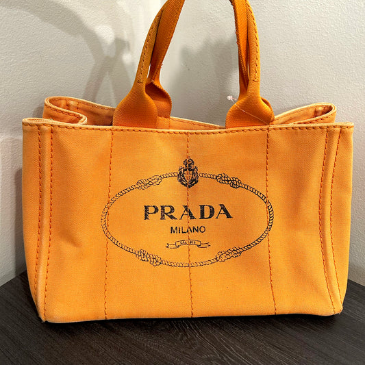 CLEARANCE #832 PRADA Canapa Medium Tote (Orange)