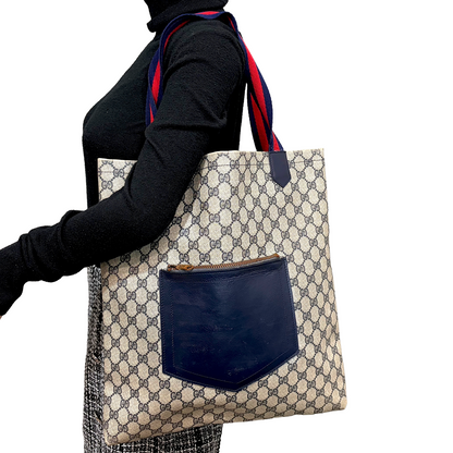 1215-05 GUCCI Large Navy Blue Tote
