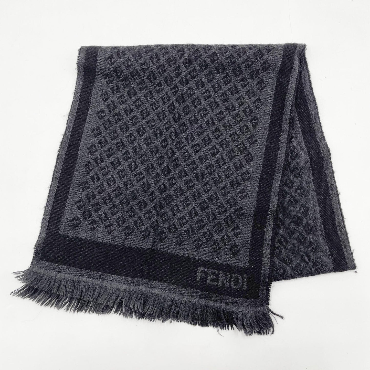 #107 FENDI Charcoal Wool Scarf