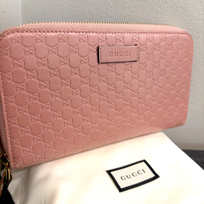 #1101-18 GUCCI Pink Guccissima Zip Wallet