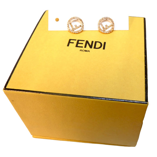#1376 FENDI F Is Fendi Earrings Champagne Gold MSRP $330