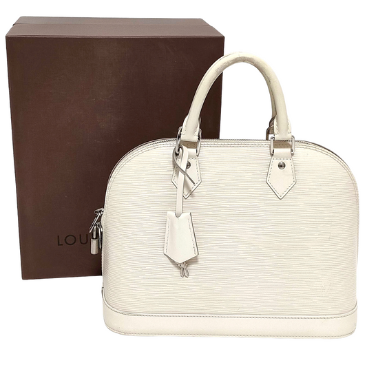 #1370 LOUIS VUITTON Cream Epi Leather Alma with Storage Box, Lock & Key