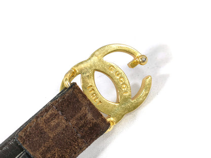 #3232 GUCCI GG Suede Brown Belt (70cm, 27in)