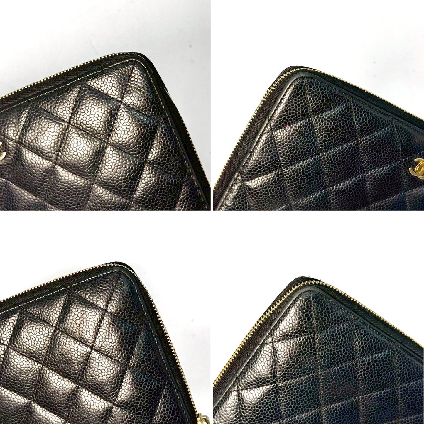 #3235 CHANEL Black Caviar Leather Matelasse Zip Wallet 2014-2015
