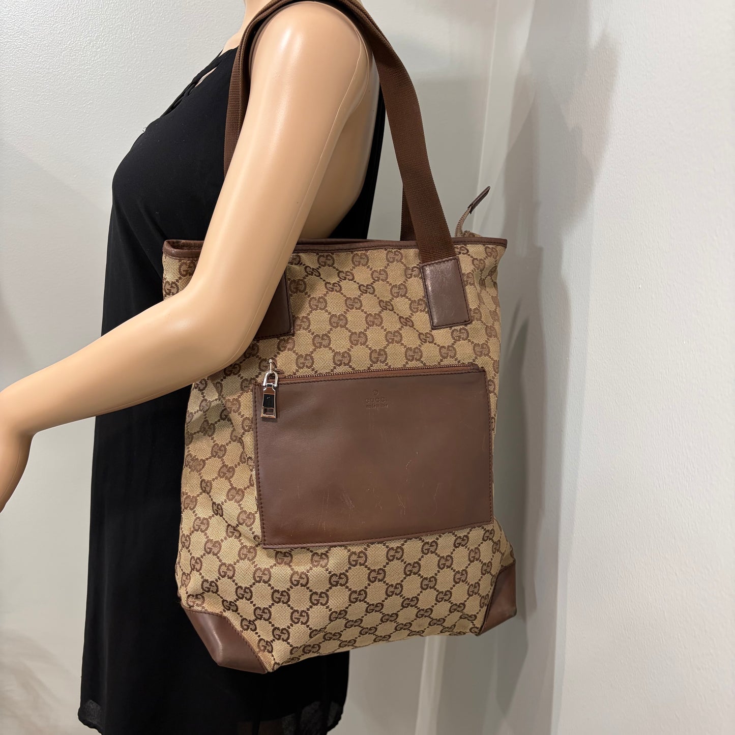 #3222 GUCCI Brown Canvas Large Tote