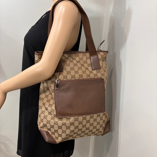 #3222 GUCCI Brown Canvas Large Tote