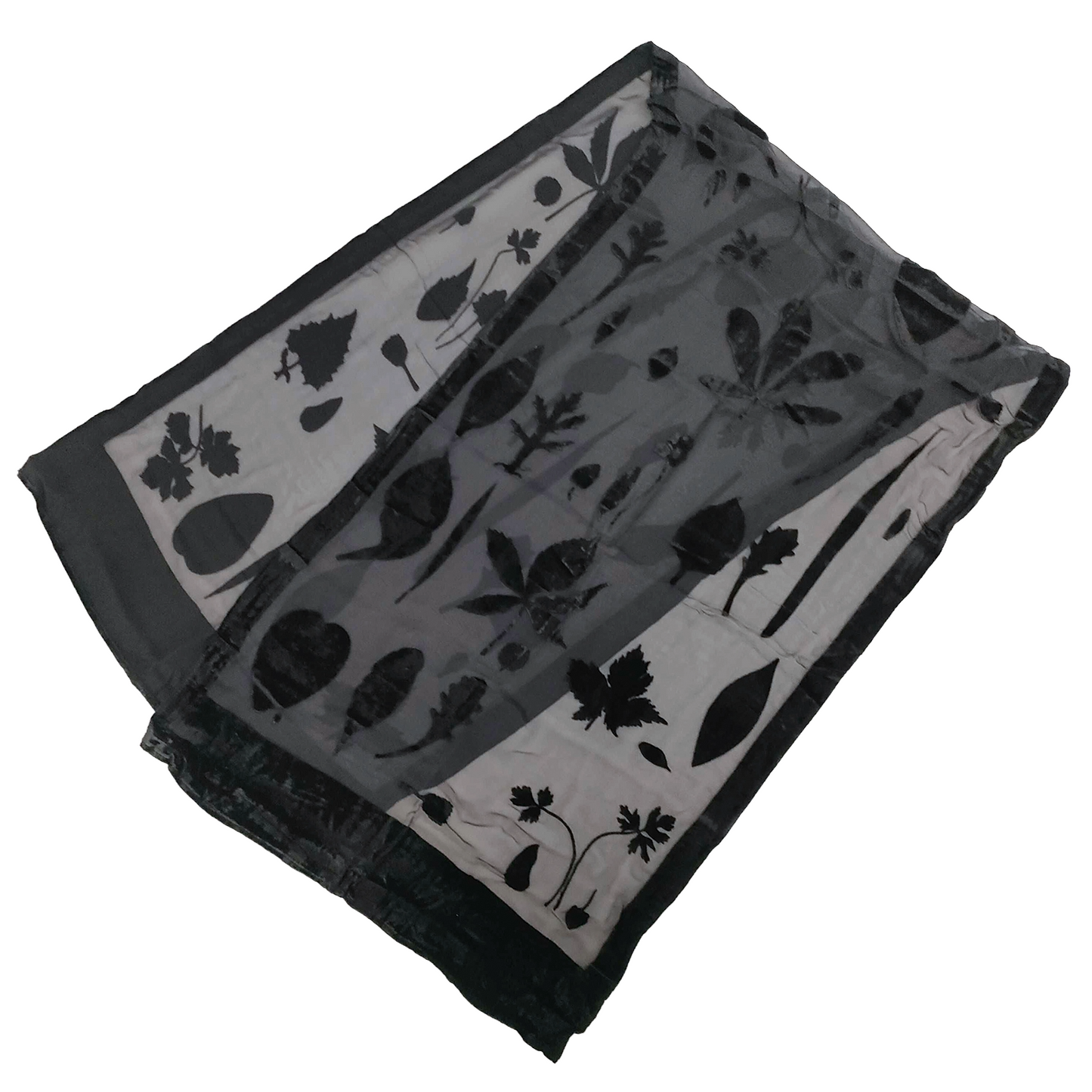 #1312 SALVATORE FERRAGAMO Black Silk & Velvet Evening Shawl