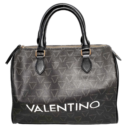 #1373 MARIO VALENTINO Grey Monogram Leather Boston Bag