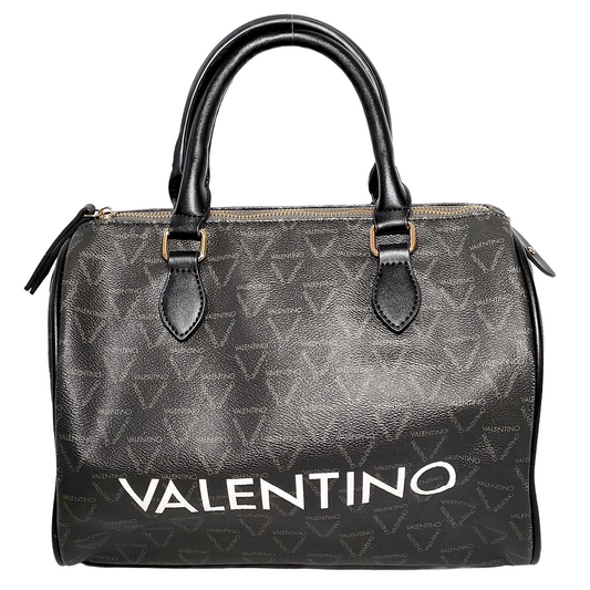 #1373 MARIO VALENTINO Grey Monogram Leather Boston Bag