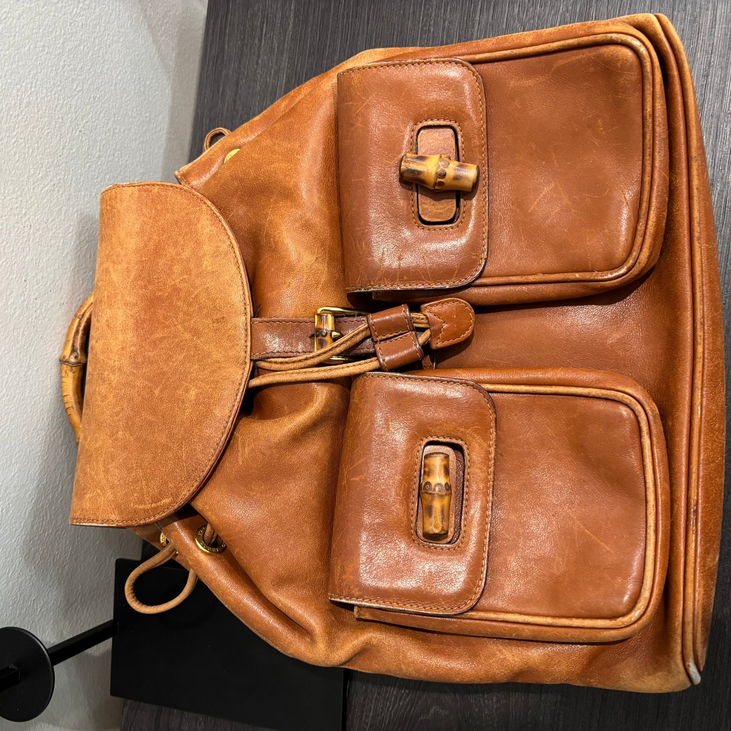 8876 GUCCI Double Pocket Brown Backpack