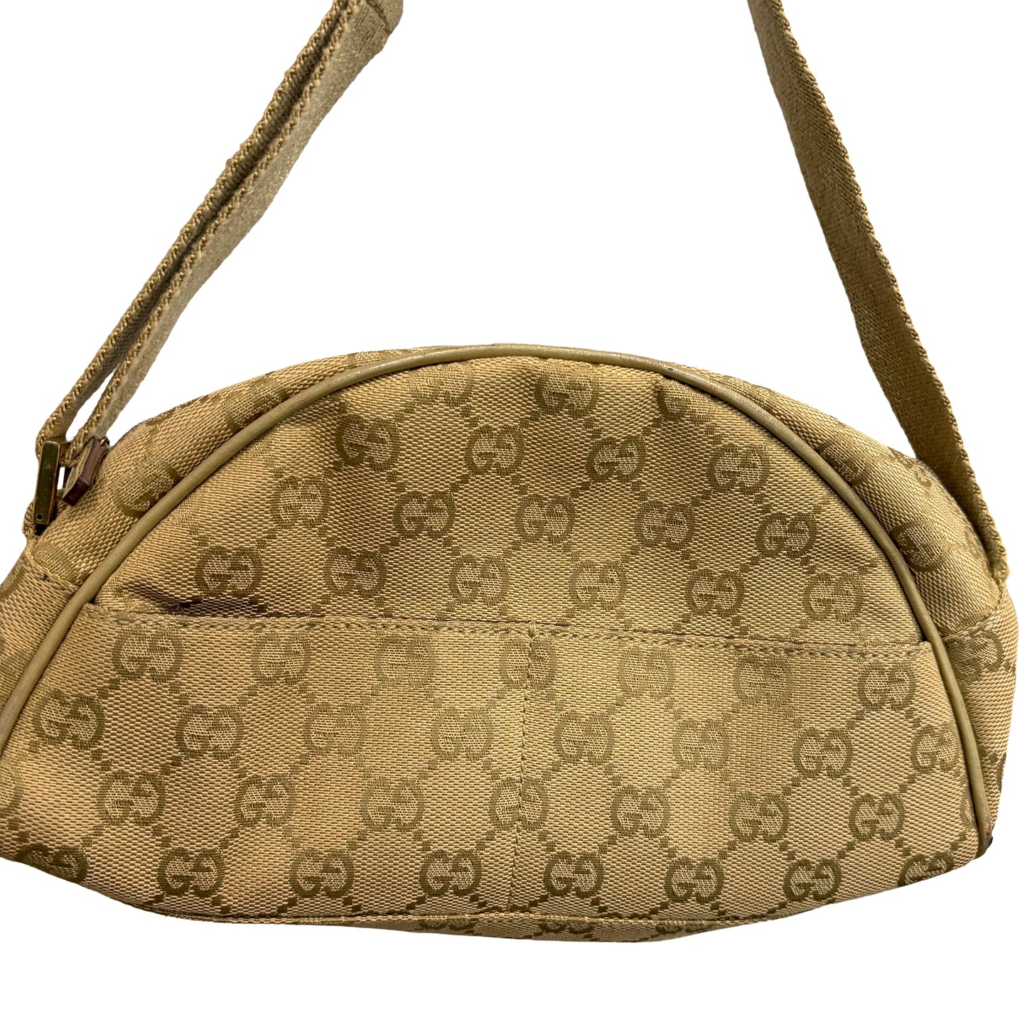 #8208 GUCCI Brown/Green Canvas Shoulder Bag