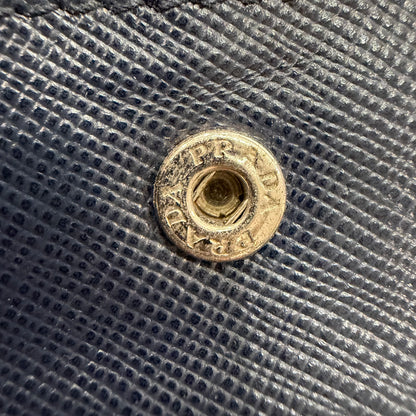 1215-11 PRADA Saffiano Leather Midnight Blue Bifold Wallet