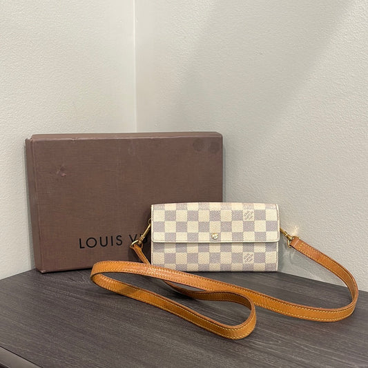 SOLD! Louis Vuitton Damier Wallet with Shoulder Strap