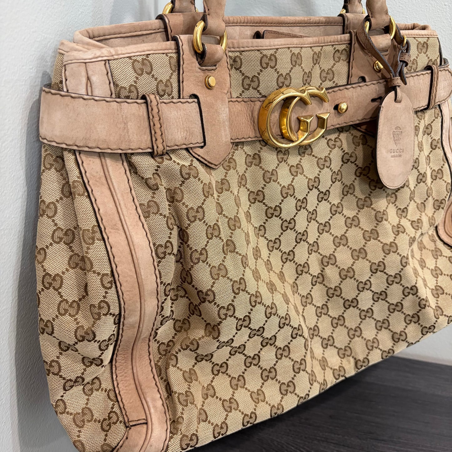 #8230 GUCCI GG Canvas Top Handle Large Bag