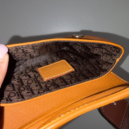 #1120 CHRISTIAN DIOR Mini Leather Saddle Pouch Belt Bag