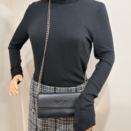 #1713 CHANEL Black Caviar Long Wallet
