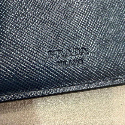1215-11 PRADA Saffiano Leather Midnight Blue Bifold Wallet