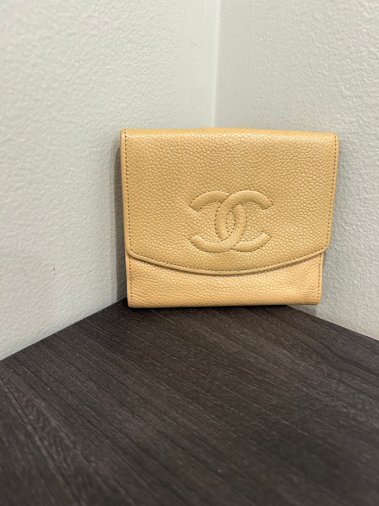 SOLD! CHANEL Beige Caviar Wallet