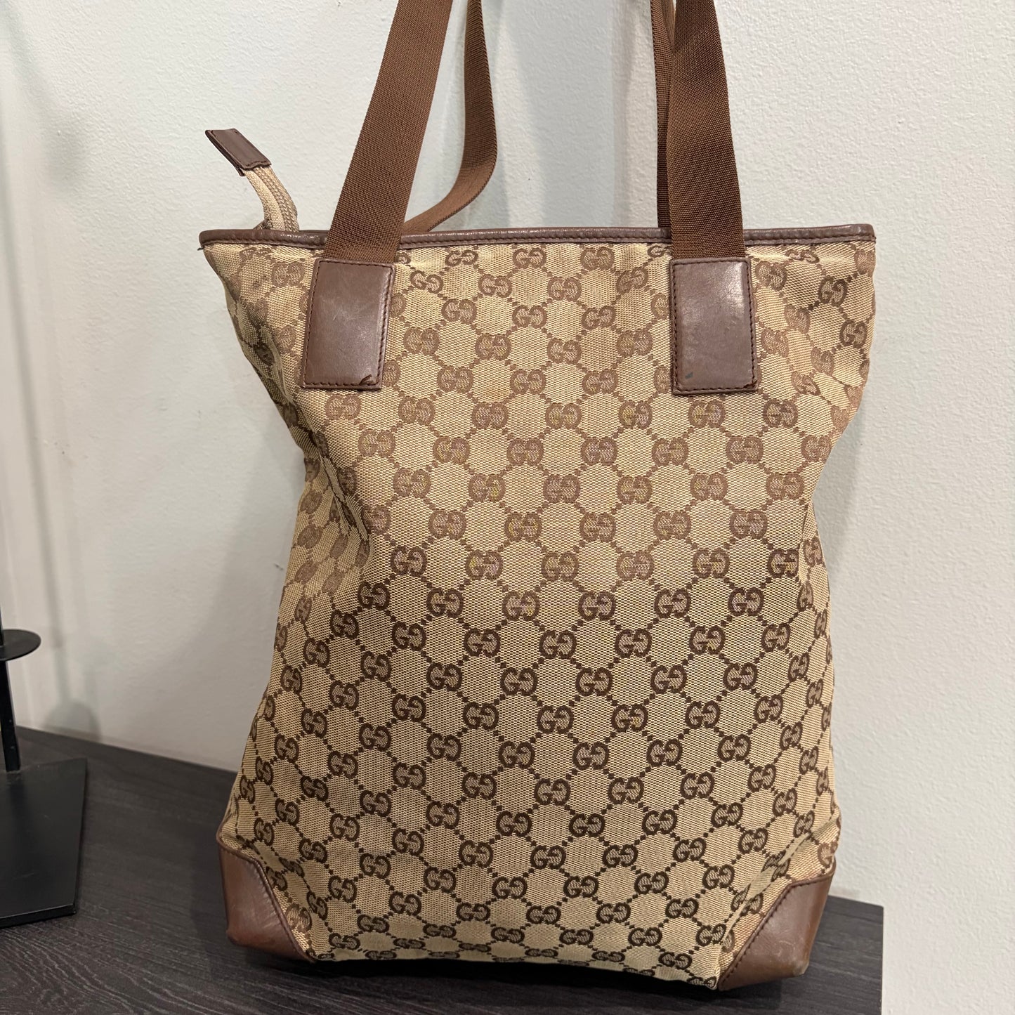 #3222 GUCCI Brown Canvas Large Tote