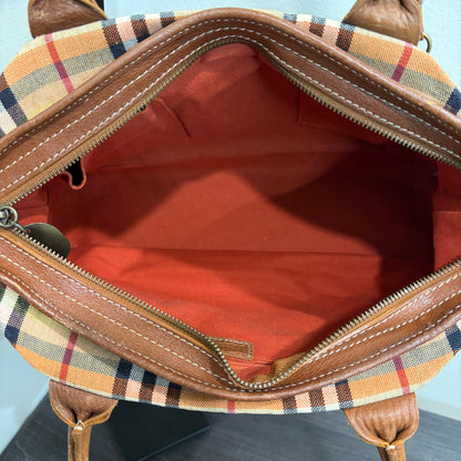 8809 BURBERRY Check Canvas Shoulder Tote