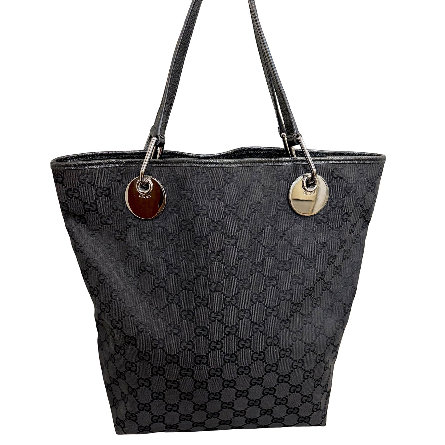 #8256 GUCCI Black GG Canvas Eclipse Tote