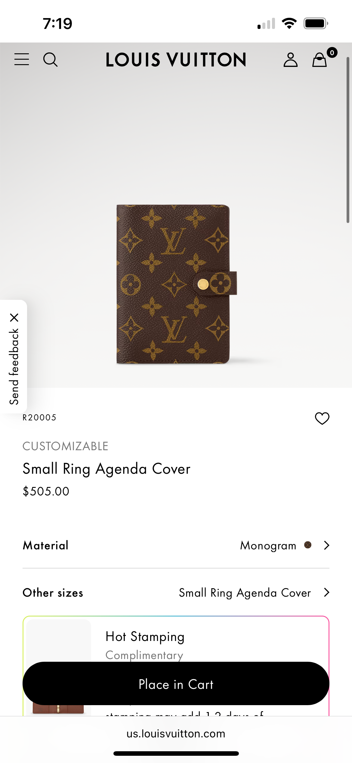 1001 LOUIS VUITTON Agenda PM MSRP $505