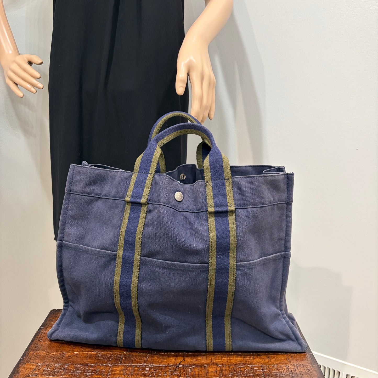 #3223 HERMES Blue Ligne Tote