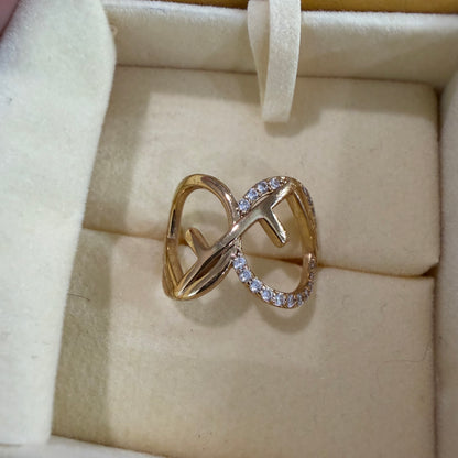 #1121 FENDI Gold-plated F is Fendi Ring Size 7