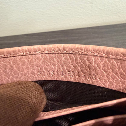 #9106 GUCCI Interlocking G Pink Leather Wallet on Chain