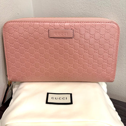 #1101-18 GUCCI Pink Guccissima Zip Wallet