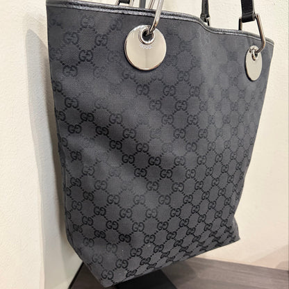 #8256 GUCCI Black GG Canvas Eclipse Tote