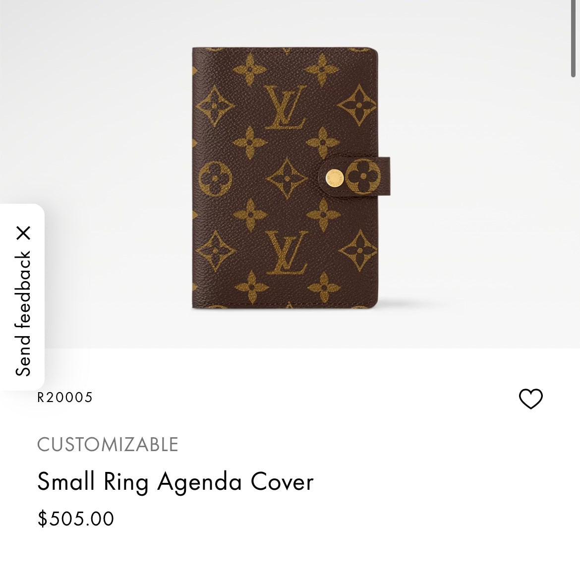 1006 LOUIS VUITTON Agenda PM MSRP $505