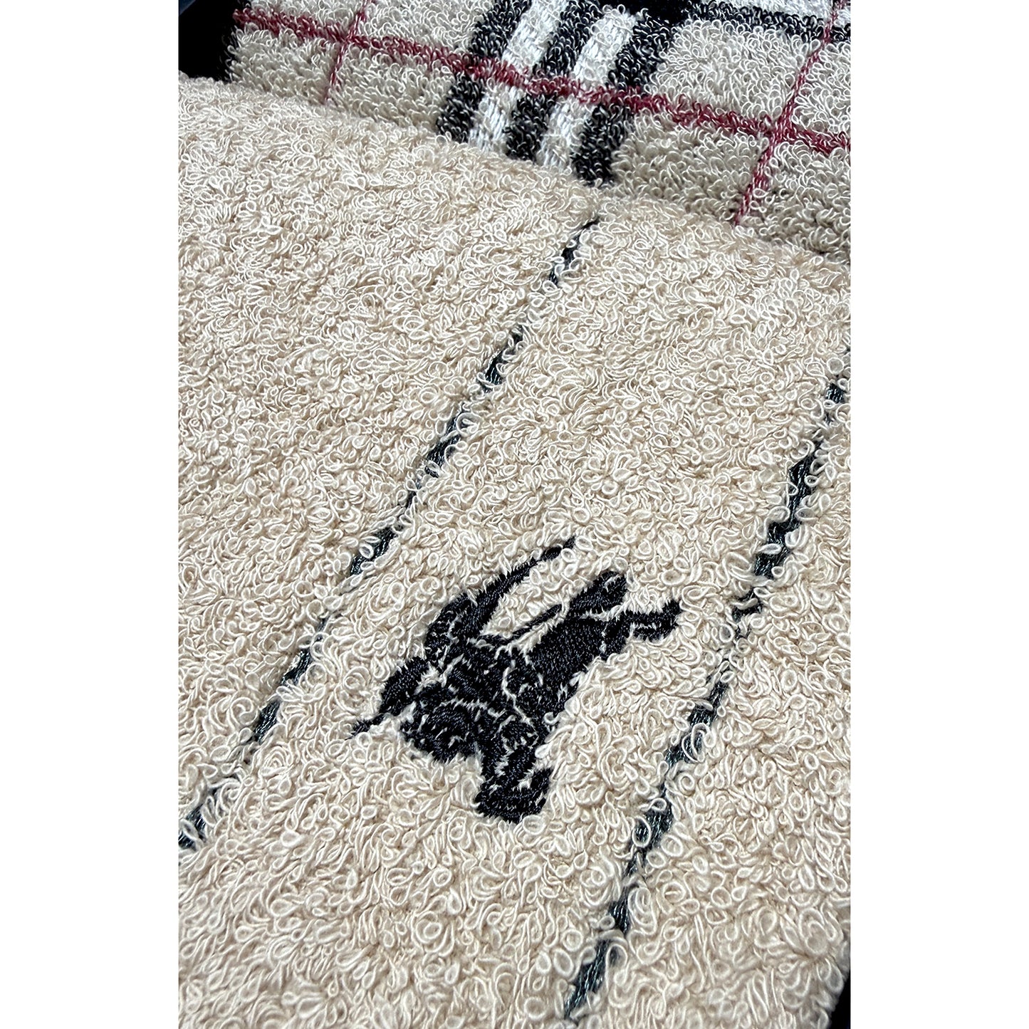 #1465 BURBERRY Set of 2 Archive Beige 100% Cotton Bath Towels