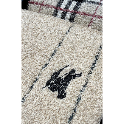 #1465 BURBERRY Set of 2 Archive Beige 100% Cotton Bath Towels