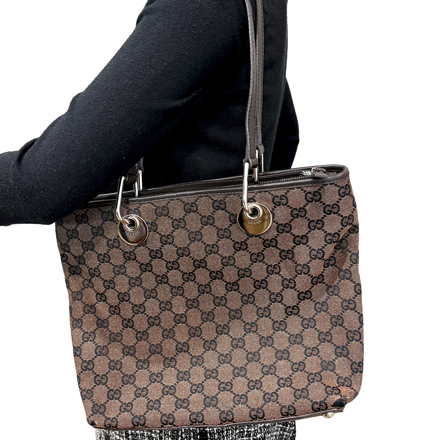 8877 GUCCI Brown Canvas Eclipse Tote