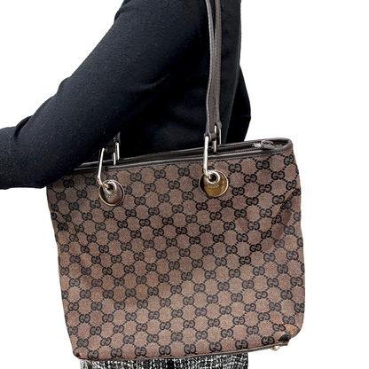 8877 GUCCI Brown Canvas Eclipse Tote