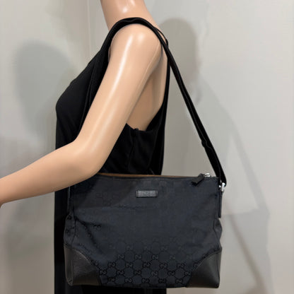 #3231 GUCCI Black Canvas Shoulder Bag