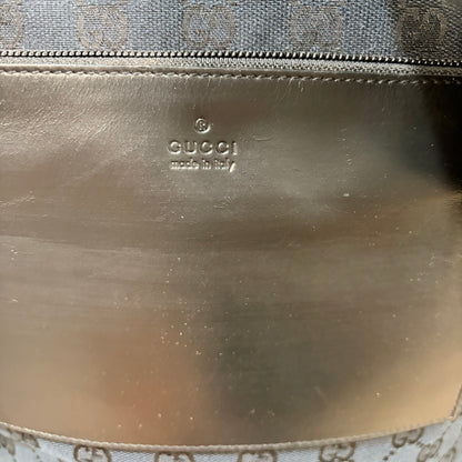 #8200 GUCCI Black GG Canvas Leather Web Tote