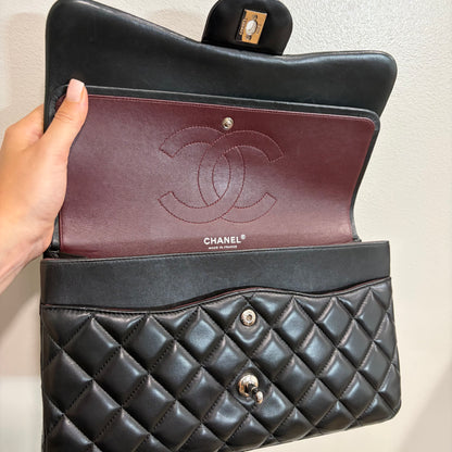#1197 CHANEL Black Lambskin Classic Jumbo Double Flap Bag