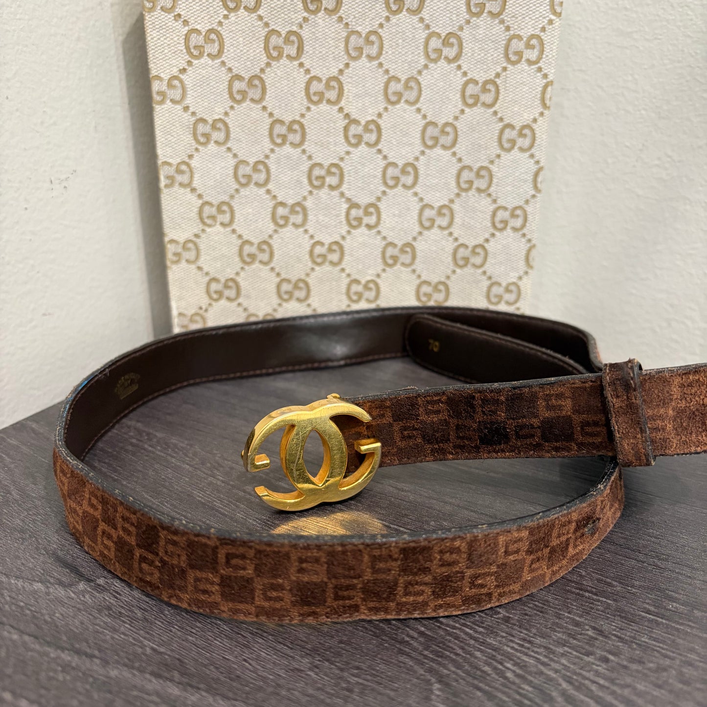 #3232 GUCCI GG Suede Brown Belt