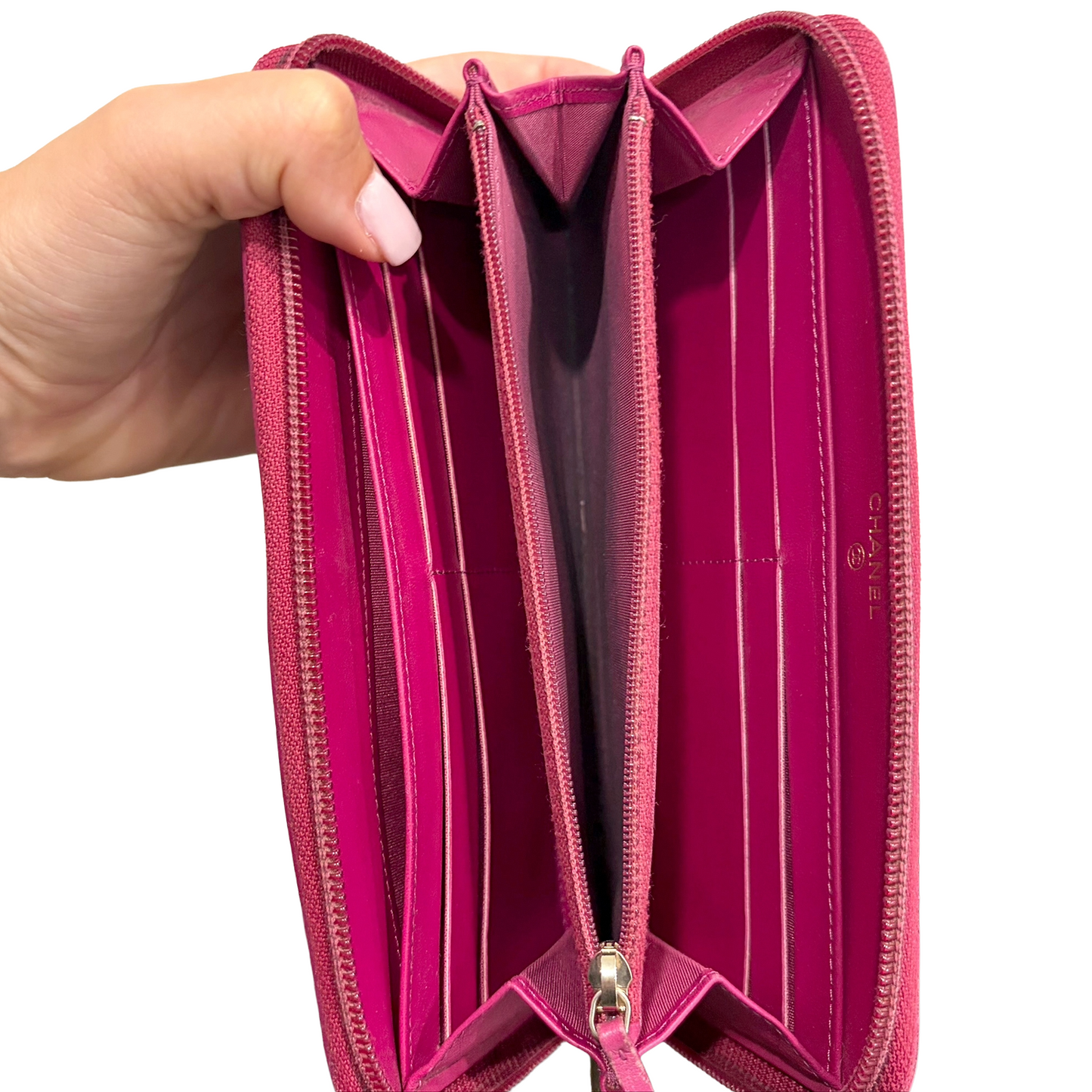 #1714 CHANEL Timeless CC Pink Lambskin Zip Wallet