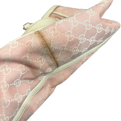 #1128 GUCCI GG Pink Canvas Abbey Pocket Shoulder Tote