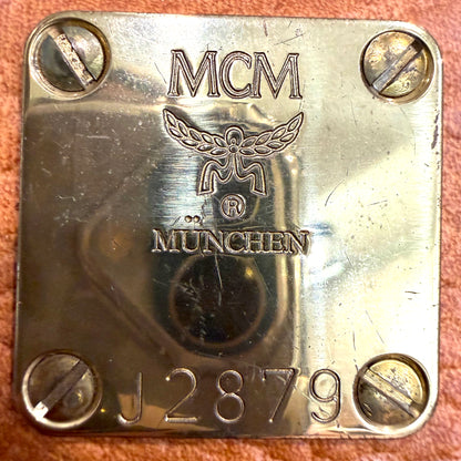 1215-03 MCM Cognac Visetos Coated Canvas & Leather Boston Bag