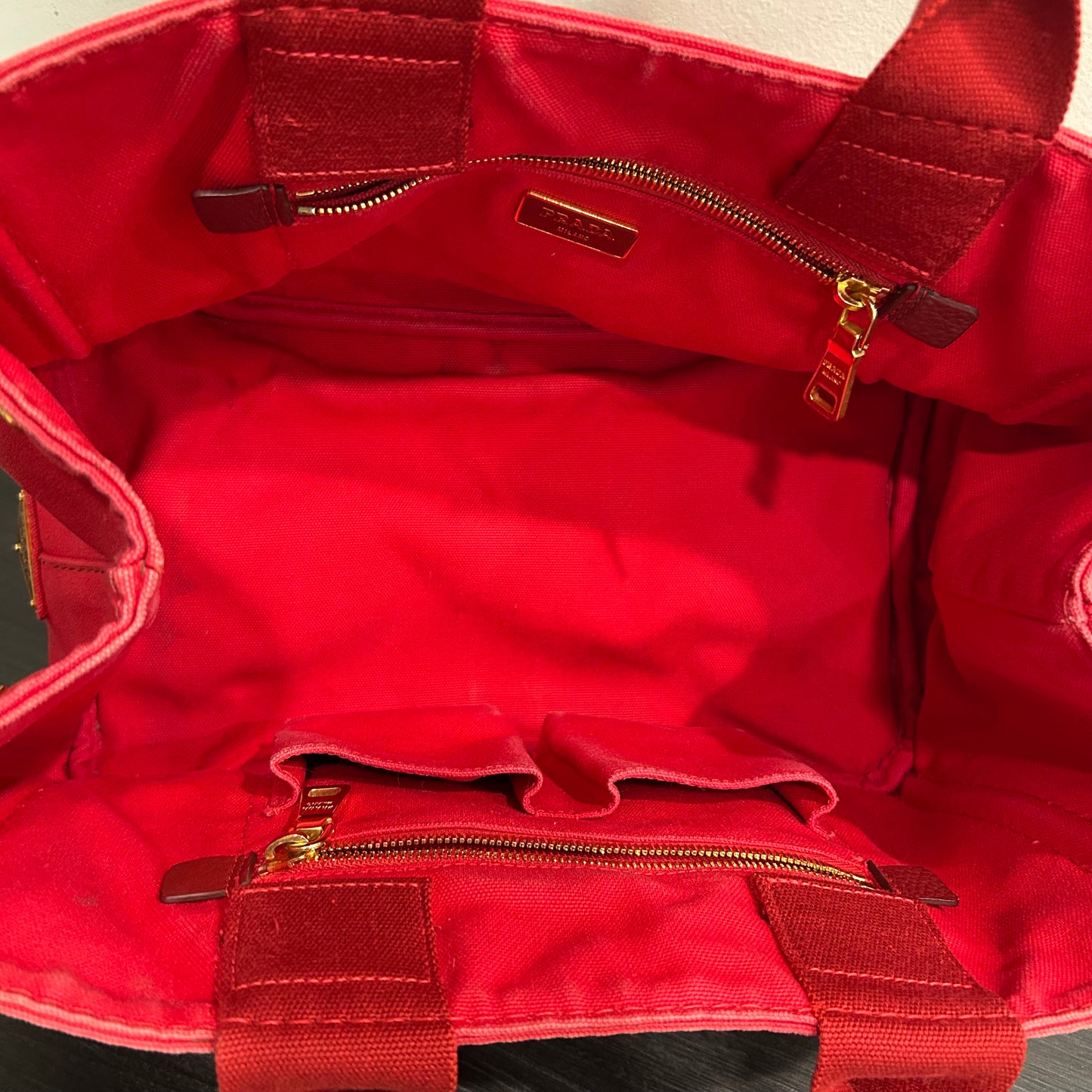 CLEARANCE #836 PRADA Canapa Large Tote (Red)