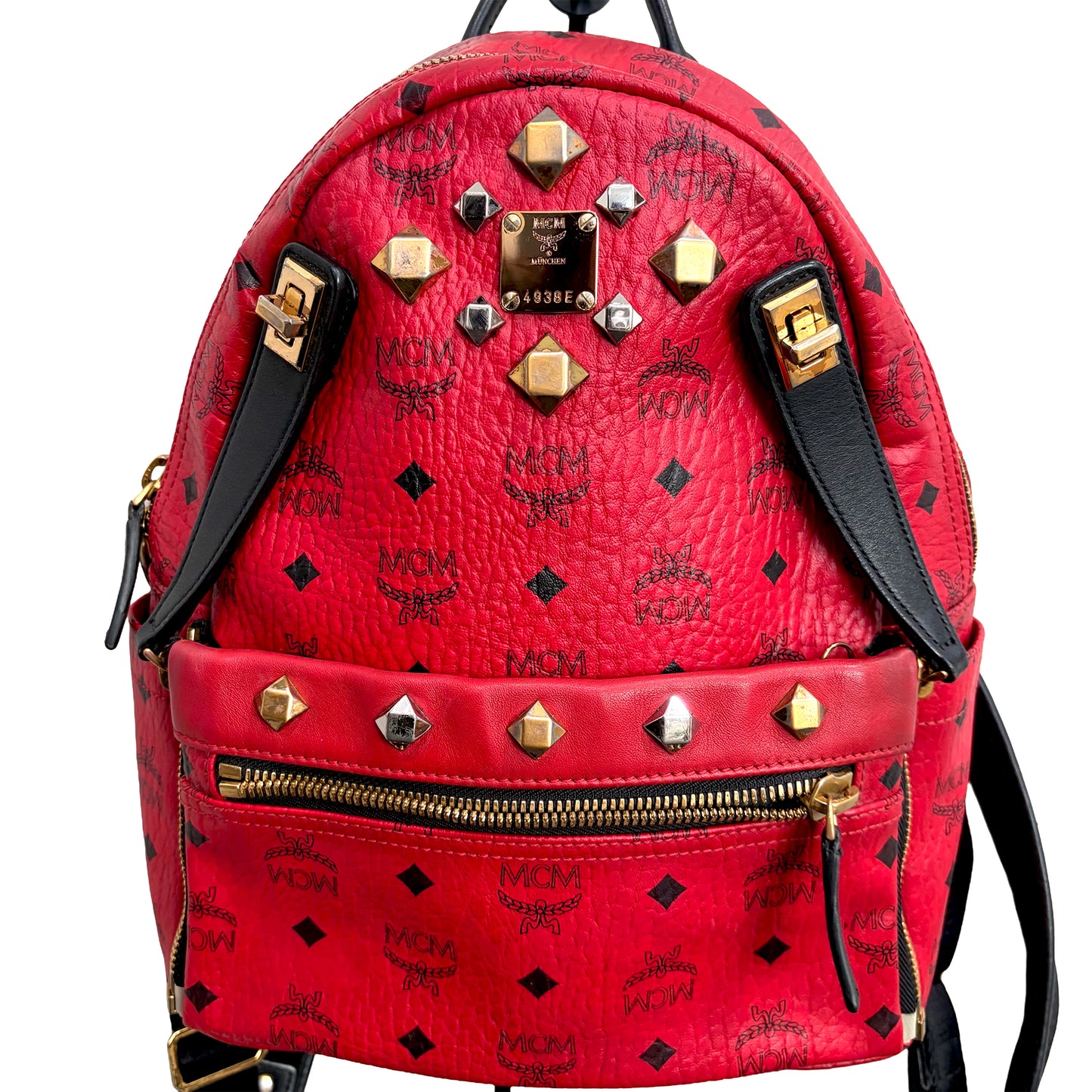 #9105 MCM Red Hermosa Backpack MSRP $1280