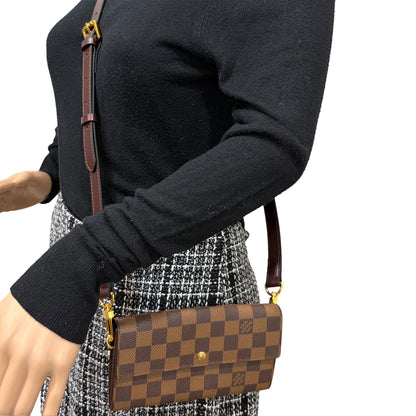 #1101-04 LOUIS VUITTON Damier Ebene Wallet with Removable Strap