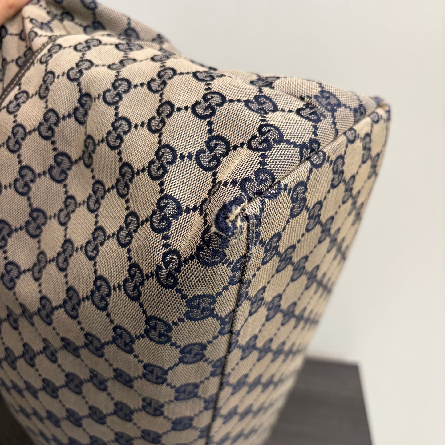 #3204 GUCCI Navy Canvas Large Tote