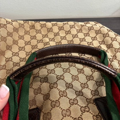8881 GUCCI Brown Canvas Web Tote
