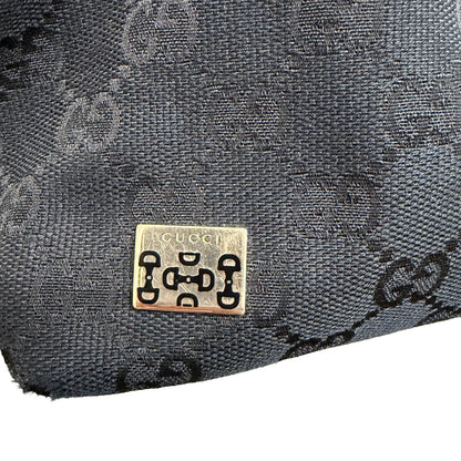#8226 GUCCI Black GG Canvas Horsebit Bag
