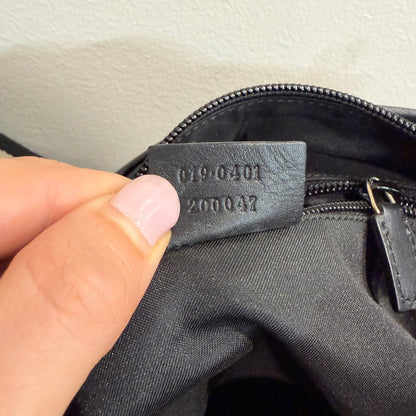 #8200 GUCCI Black GG Canvas Leather Web Tote